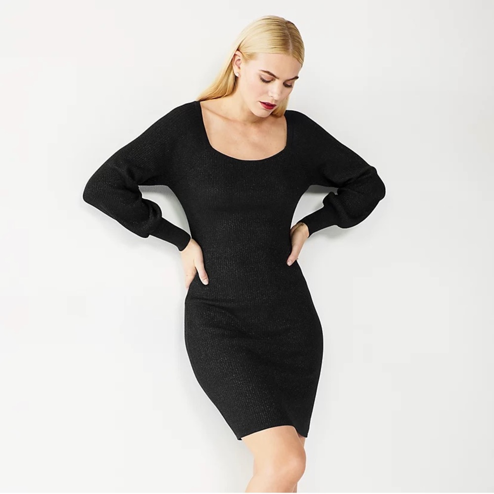Elegant black sweater dress
